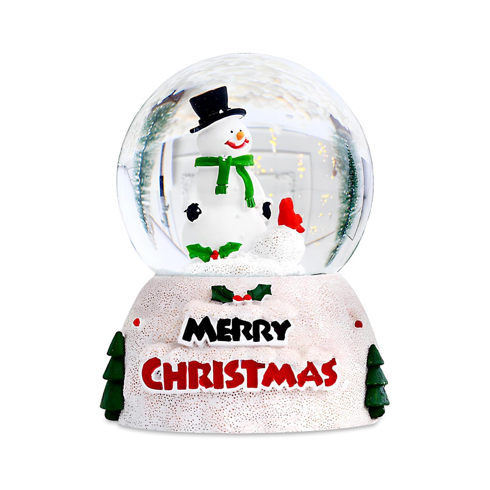 Palle di Vetro Natalizie con Luci LED, Sfera di Cristallo di Natale Brillante - Babbo Natale e Pupazzi di Neve - Globo di Neve di Natale Decorazioni da Tavola, Regali di Natale (Snowman di Natale)