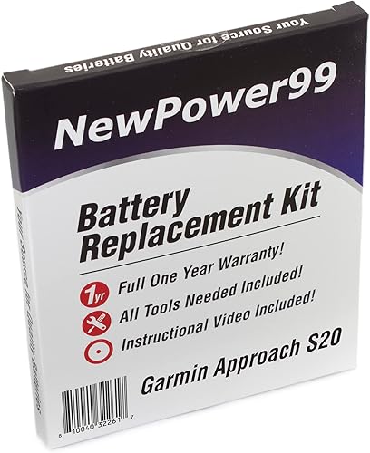 NP99sp NewPower99 - Kit de batería para Garmin Approach S20 con herramientas, instrucciones de video y batería de larga duración de NewPower99