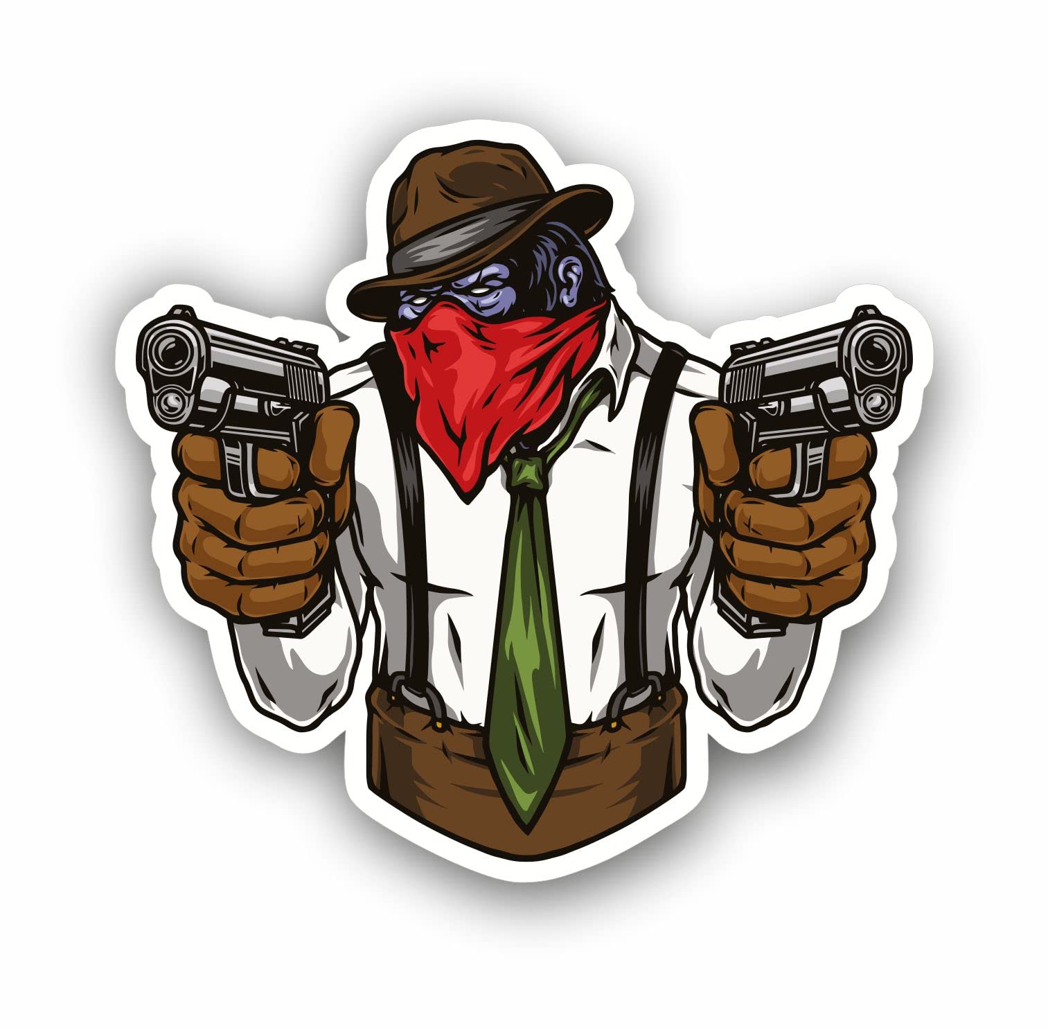 AMA SHOP GORILLA GANGSTER STICKER MOD.2 PVC WALL DECALCOMANIES CAR MOTORCYCLE HELMET CAMPER