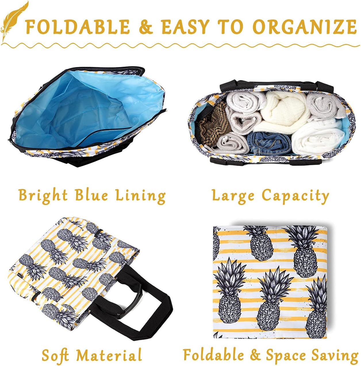 VASCHY Beach Tote Bag for Women, Lightweight Water Resistant Fold-able Large Pool Tote Bag w Zipper for Vocation - Image 7