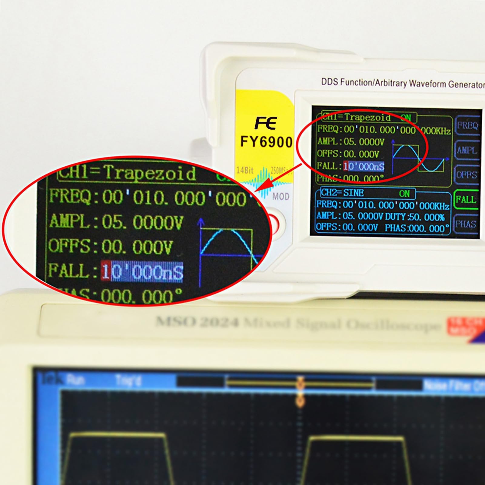 Ejoyous 60MHz DDS Signalgenerator Arbiträre Wellenform Generator Funktionsgenerator mit 2.4 Zoll TFT LCD MagicPulse Technologie AM/FM/PM/ASK/FSK/PSK Modulation (EU-Stecker FY6900-20m)