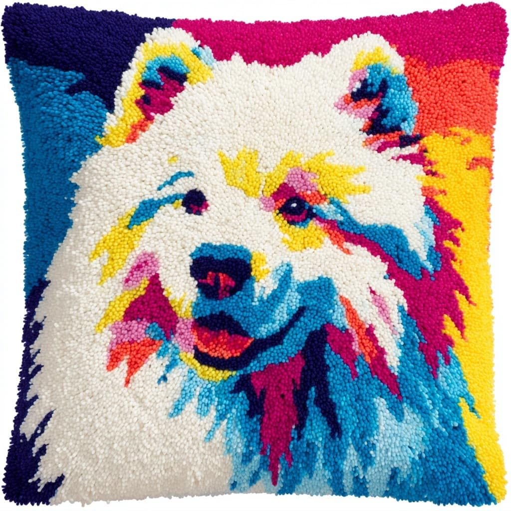 Henypt Latch Hook Cushion Kits, Dog