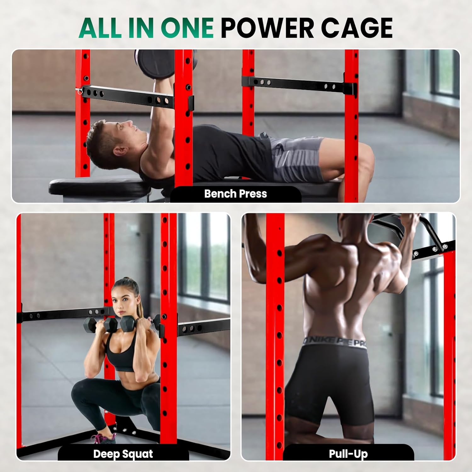 AOKNV AOKNV Power Cage – 1200lb Capacity with 14 Adjustment Gears & Barbell Protection Stands - Image 4