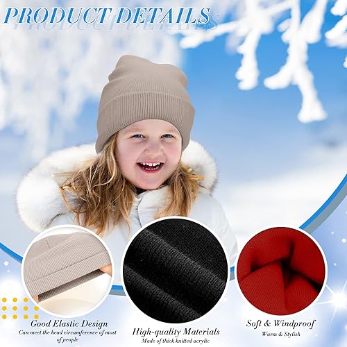 Miniatura 5 de Handepo Gorro de punto para niños, 50 unidades, a granel, resistente al viento, unisex, acogedor, acrílico cálido para invierno, clima frío