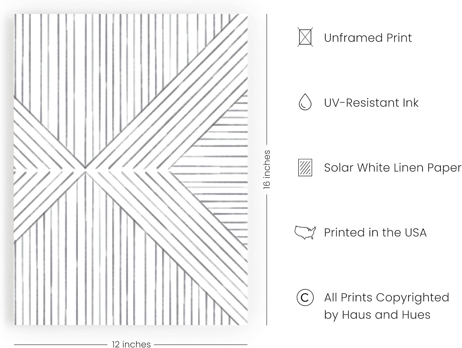Neutral Geometric Abstract Line Art Print in Black Frame