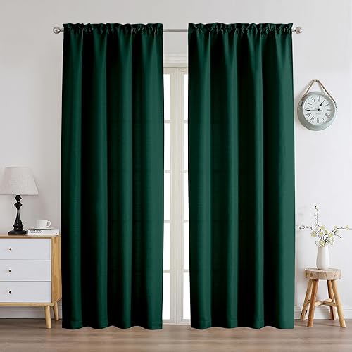 Miniatura 84 de Chyhomenyc Cortinas Rojas Navideñas de 84 Pulgadas de Largo Juego de 2 Paneles, Lino Sintético Texturizado Semi Filtrante de Luz Suave Aireado