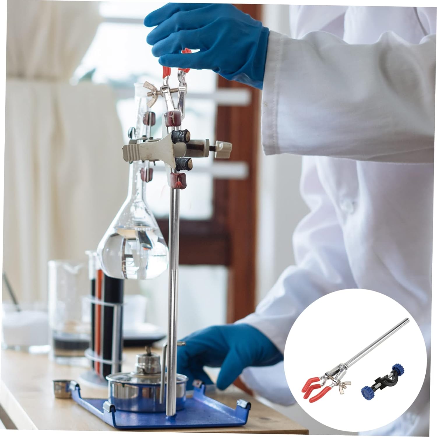 Gatuida 10sets Beaker and Flask Clamp Holders Three-jaw Clamps for Laboratory Use and Clips for Test Tubes Flask Support and Scientific Experiments