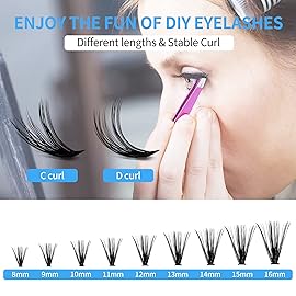 Individual Lashes GEMERRY 280pcs Large Tray 0.07mm Lash Clusters 30D 8-16 MIX D Curl Cluster Lashes Soft &Natural Individual Lashes Cluster Reusable DIY Eyelash Extensions