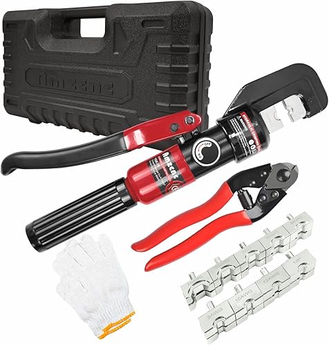 AMZCNC Herramienta hidráulica de mano para accesorios de barandilla de cable de acero inoxidable para cable de 1/16" 1/8" 3/16" - Herramienta de