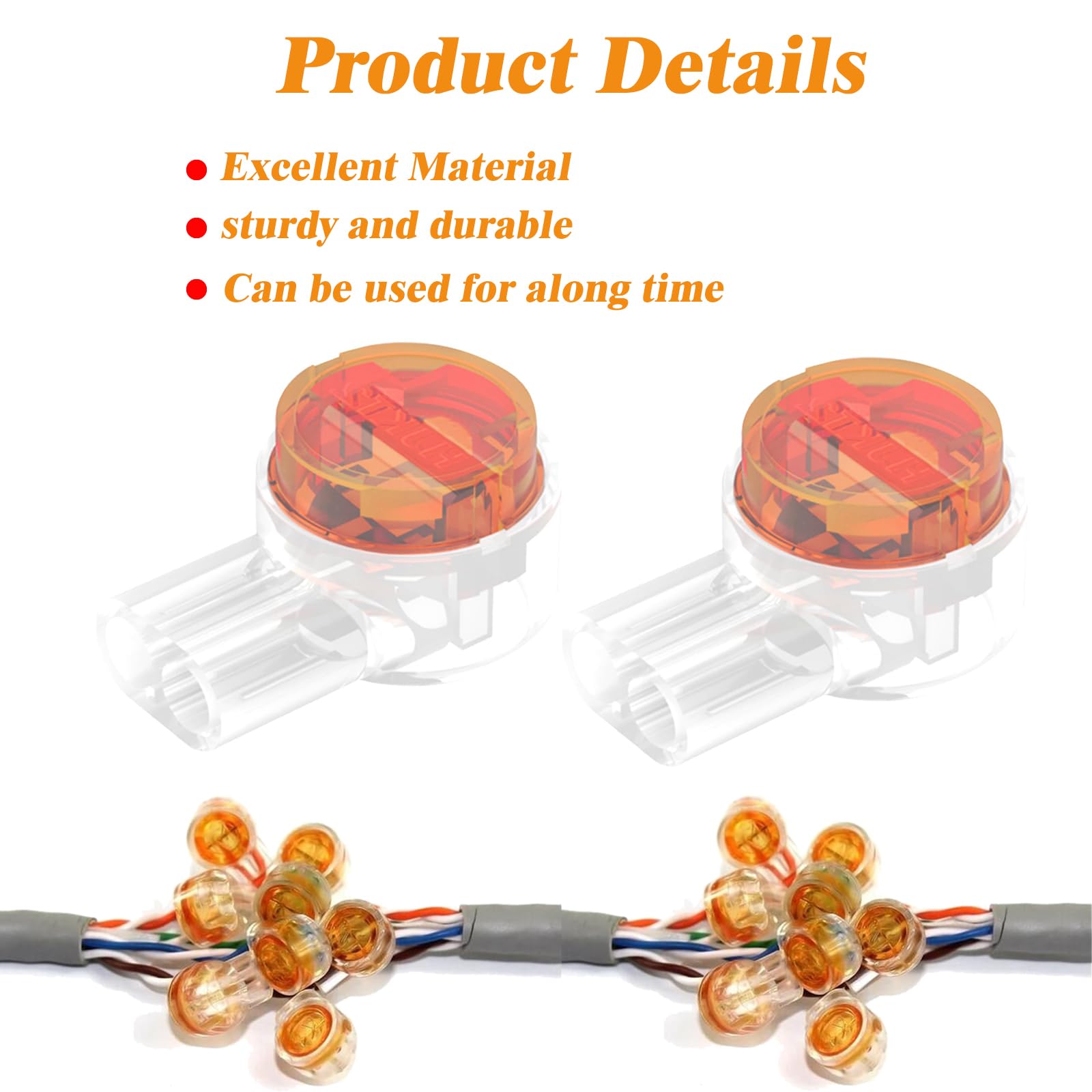 Amazleer 200PCS K2 Gel Crimps Waterproof Cable Wire Connectors for Telephone Data Repair 2 Way Splice Connectors - Image 3