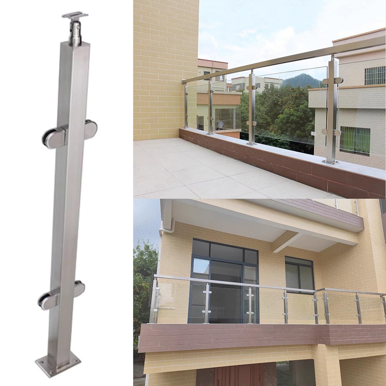 Garde-corps terrasse pour balustres verre et patio moderne en inox