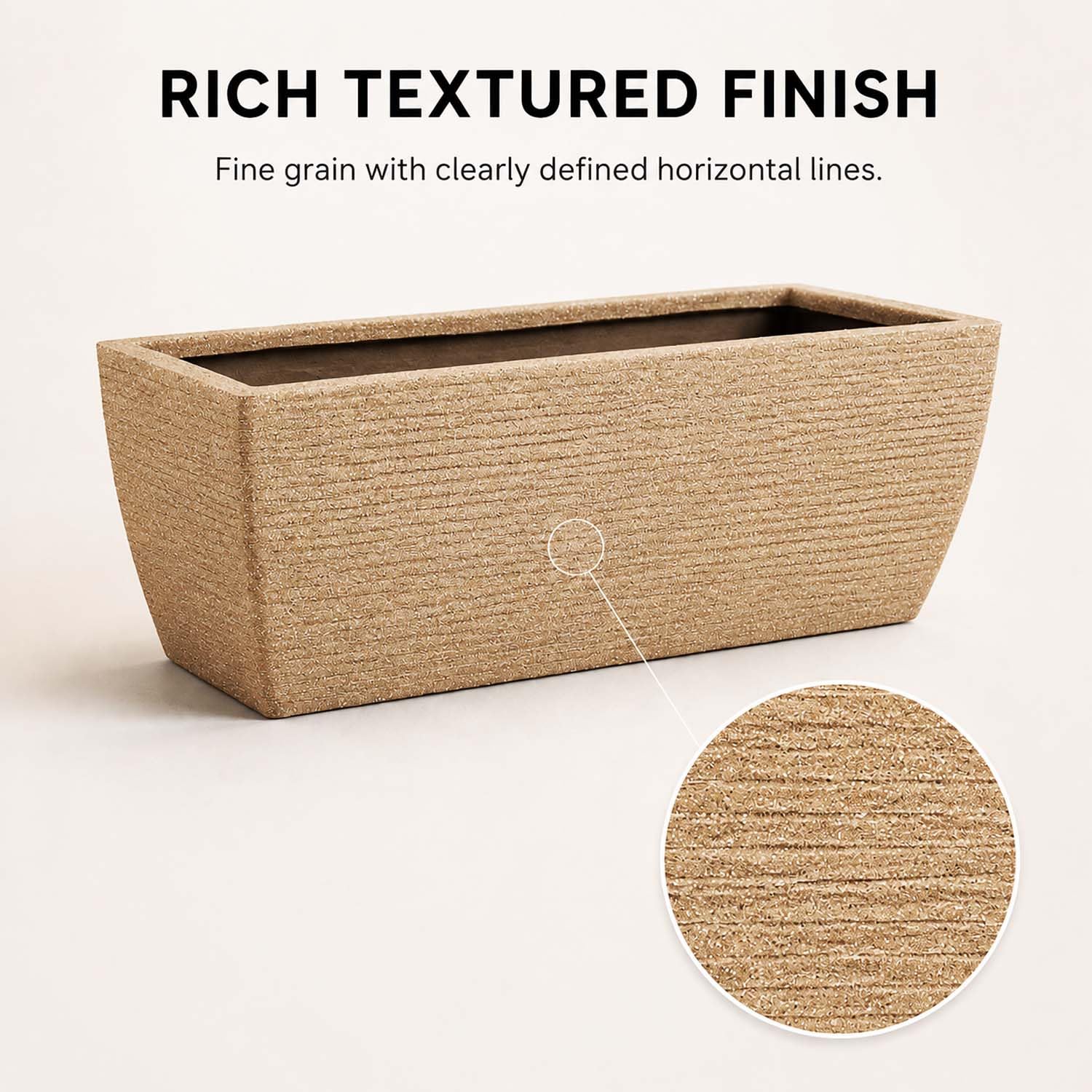 Go Hooked Rectangular Planter - Modern Stone Design -3