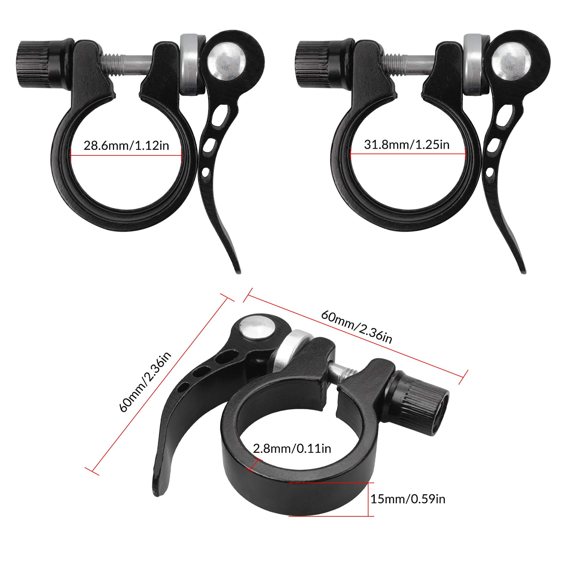 2 Colliers De Selle Vélo YEYIT En Alliage Aluminium - 28.6mm & 31.8mm, Fixation Rapide