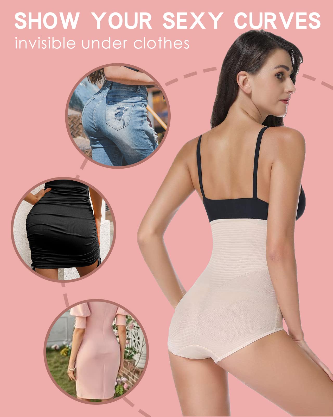 WOWENY Shapewear Damen Bauchweg Unterhose Damen Miederhose Hohe Taille Miederslip Figurformende Unterwäsche stark formend für Kleid/Hose/Leggings/Rock