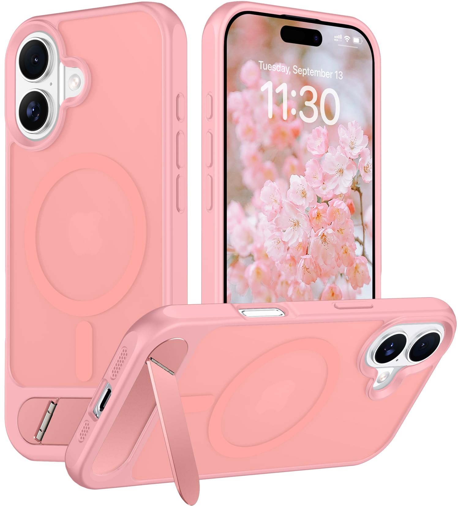 Temdan Magnetic Compatible with iPhone 16 Case, [Built-in Invisible Kickstand][Compatible with MagSafe][Military Grade Shockproof] Slim Translucent Matte Phone Case for iPhone 16 6.1"