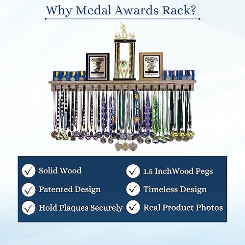 Miniatura 3 de Estante para medallas de 4 pies - Colgador de medallas Premier, estante expositor y estante para trofeos para gimnasia, fútbol, baloncesto, fútbol