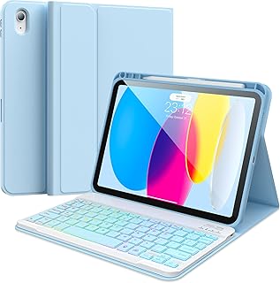 iPad 10th Generation Case with Keyboard ，Keyboard Case for iPad 10.9-inch(10th Generation, 2022，Detachable Backlit Bluetooth Keyboard with Pencil Holder for 2022 iPad 10th Gen