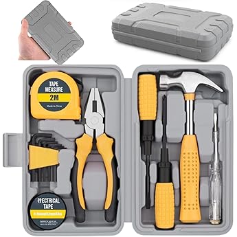 Tool Set, Home Use, 13-Piece DIY Tool Kit Set, Tool Set, Includes Replacement Screwdriver, Herman, Basic, Furniture Assembly, Compact, Convenient Storage Case Included