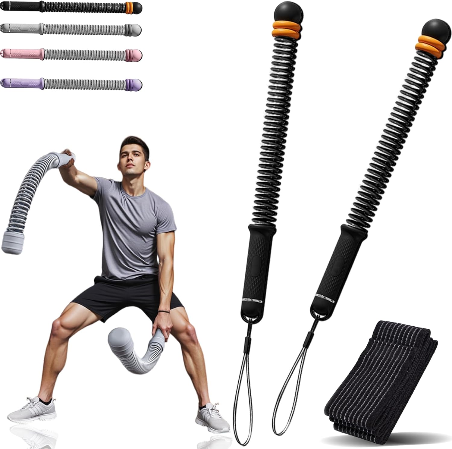 Adjustable Ropeless Battle Ropes Training, Battle Ropes for Home Gym, Weight Rope for Exercise, Exercise Rope for Home Workout, for Low-Impact Workout, Strength & HIIT, for Men & Women (Black)