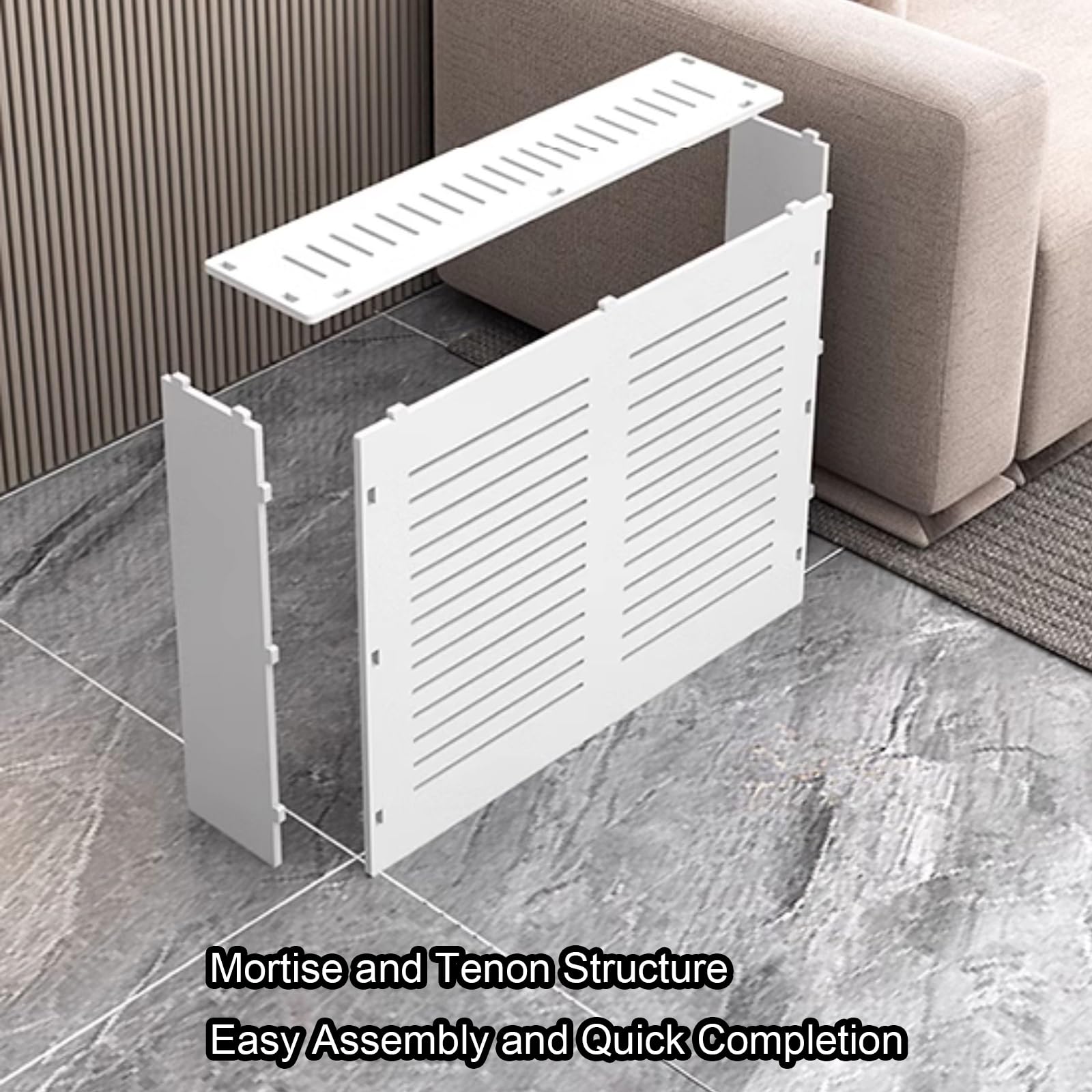Radiator Cover Heating Cabinet Shelf, Modern Louvered Grill Shelf Cabinet, Radiator Covers for Home, Punch-Free Installation, Shielding Storage Design(60x80x15cm/24x31x6in)