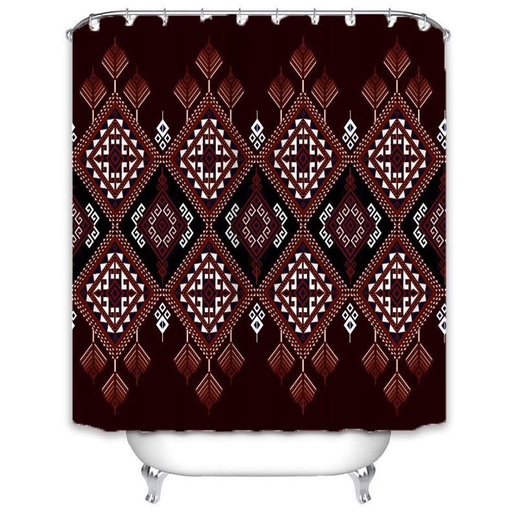 Rideau de douche polyester imperméable lavable avec crochet de rideau pour baignoire - 8
