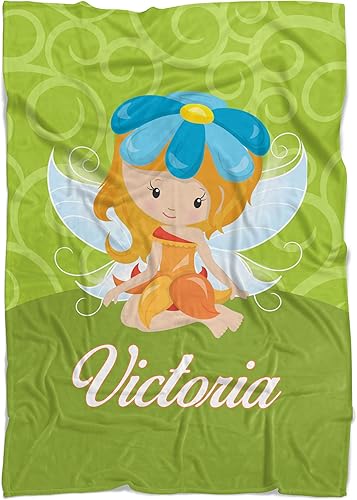 Fairy Throw Blanket - Lime Green Magical Fairy Girl Personalized Name Blanket