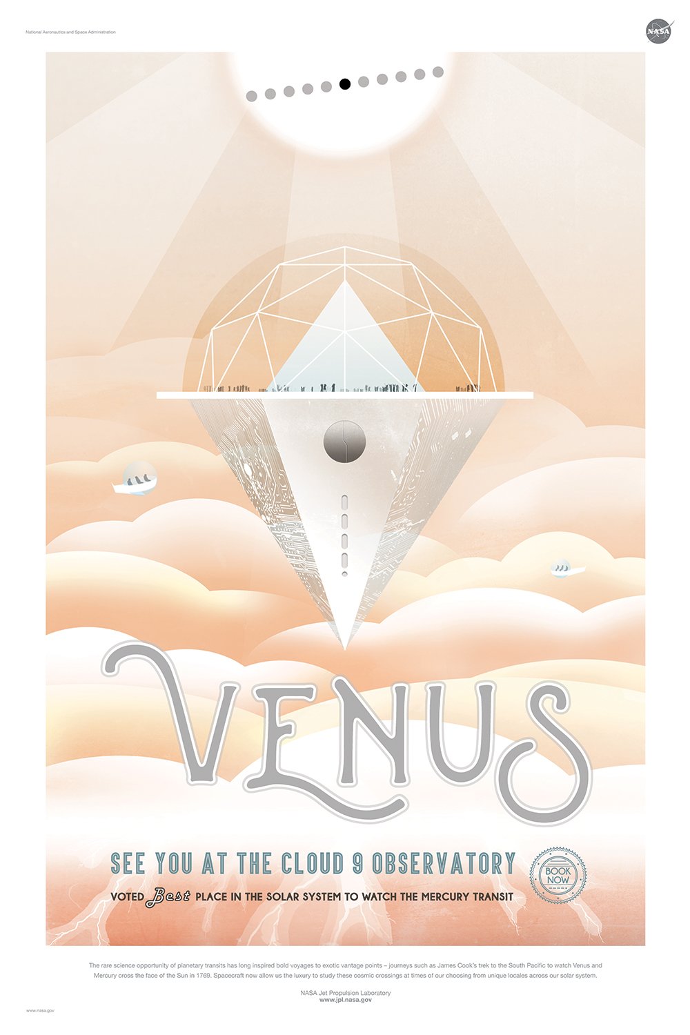 Affiche rétro Venus NASA Space Tourism Large pour décorer un salon moderne