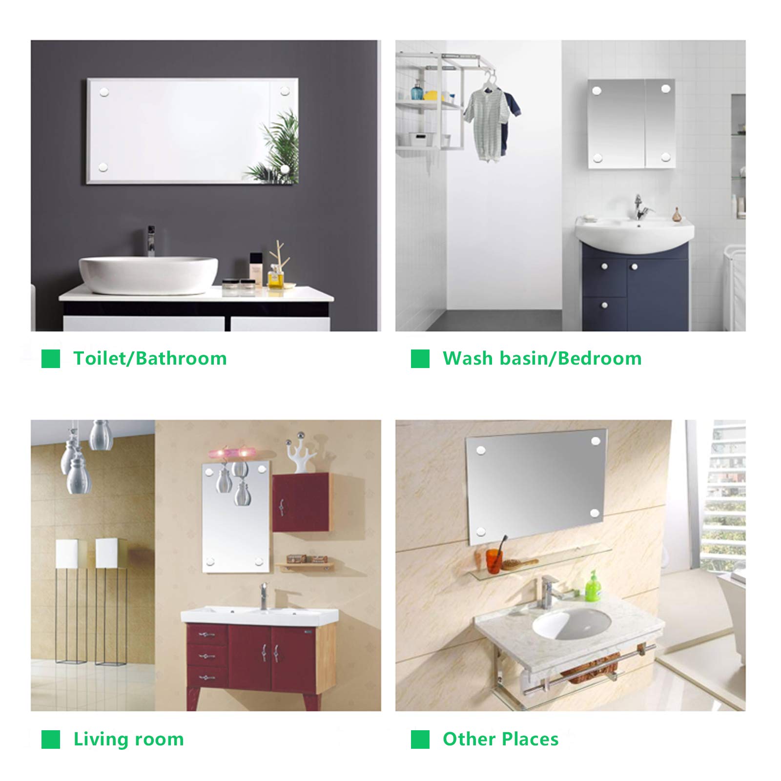 Viti A Specchio 16mm Acciaio Inox - Con Tappo Decorativo Argento, Confezione Da 20 - Foto 2