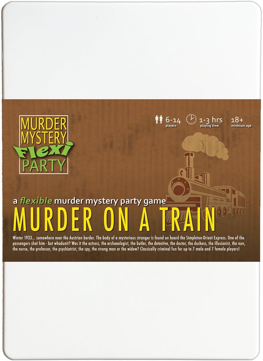 Murder Mystery Flexi Party Murder on a Train 6-14 Player Dinner Party Game