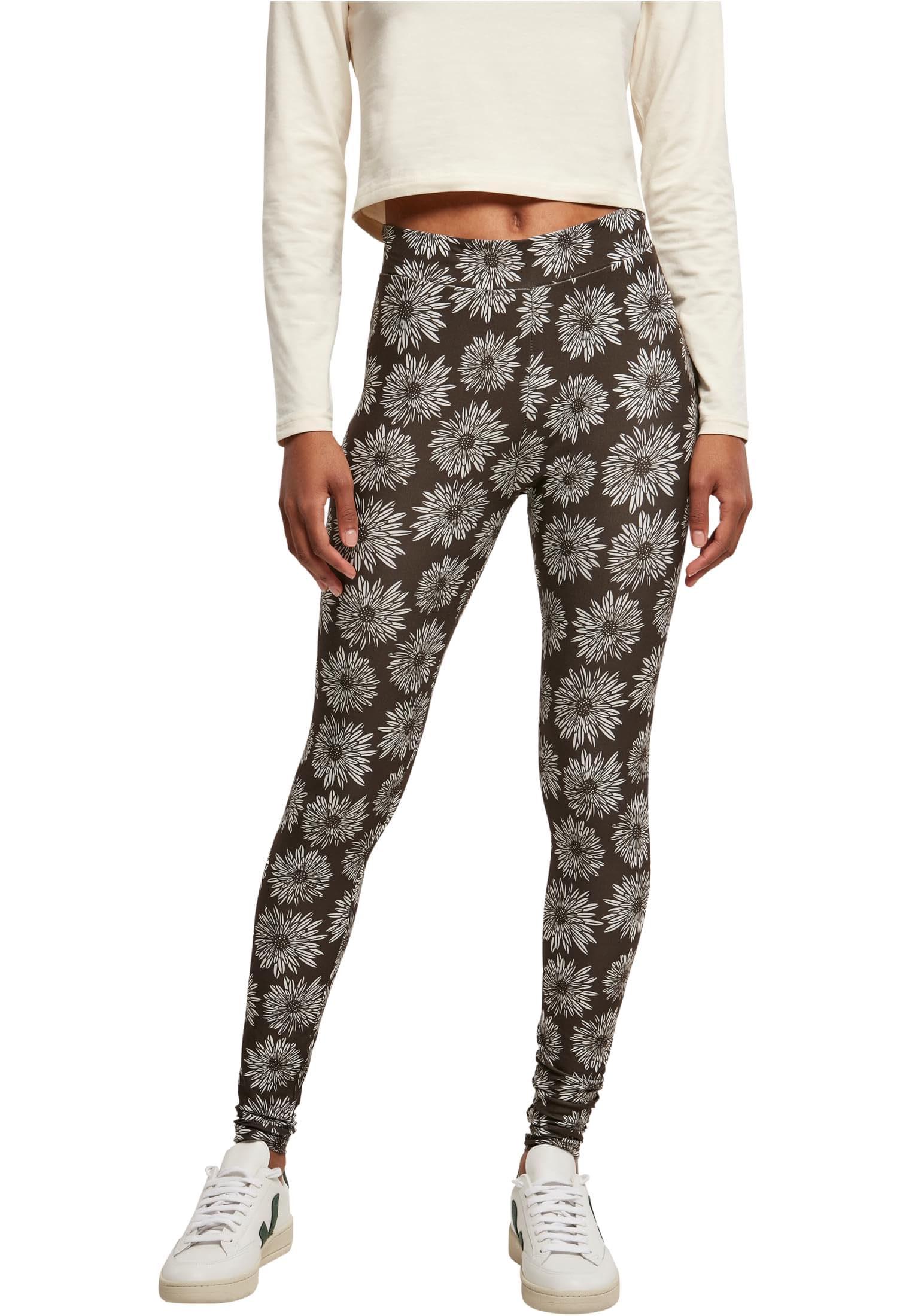 Urban Classics Ladies Soft AOP Leggings Ladies Leggings Available in Many Sizes XS - 5XL, Browncamomile, S