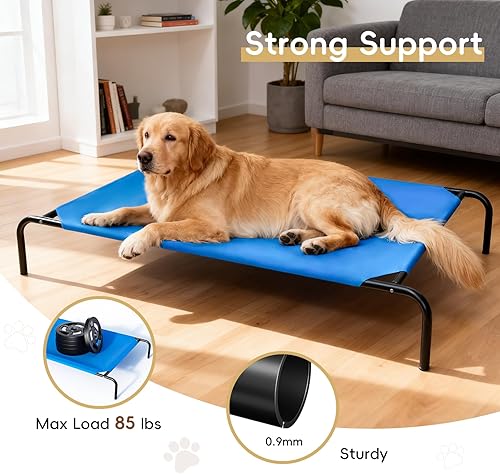 Miniatura 5 de Cama elevada para perros grandes, cunas elevadas, para interiores y exteriores, hamaca impermeable para mascotas con malla transpirable lavable,