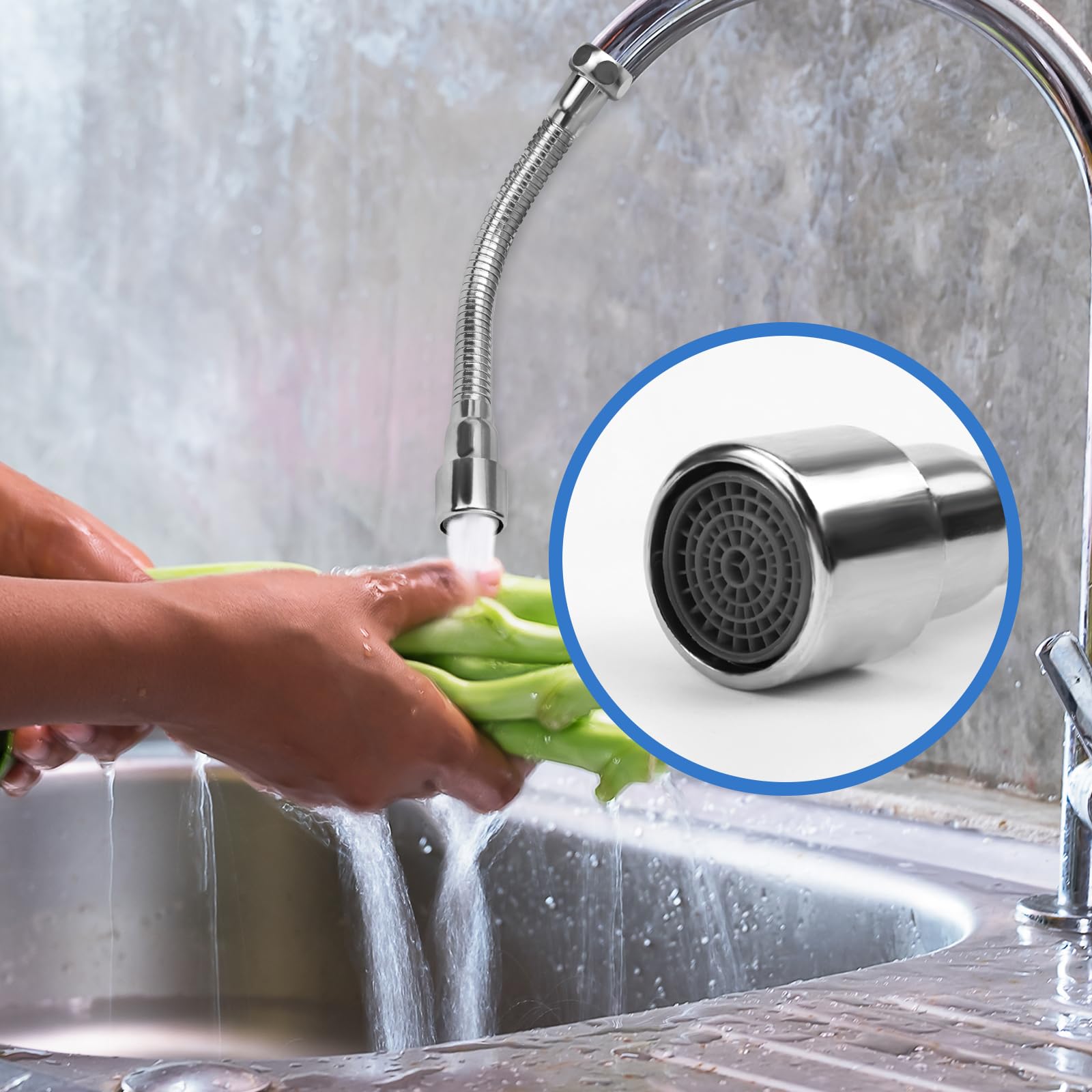 Prolunga per rubinetto da 20 cm, funzione girevole a 360°, antiesplosione e antiruggine, adatto per il bagno e le estensioni del rubinetto della cucina