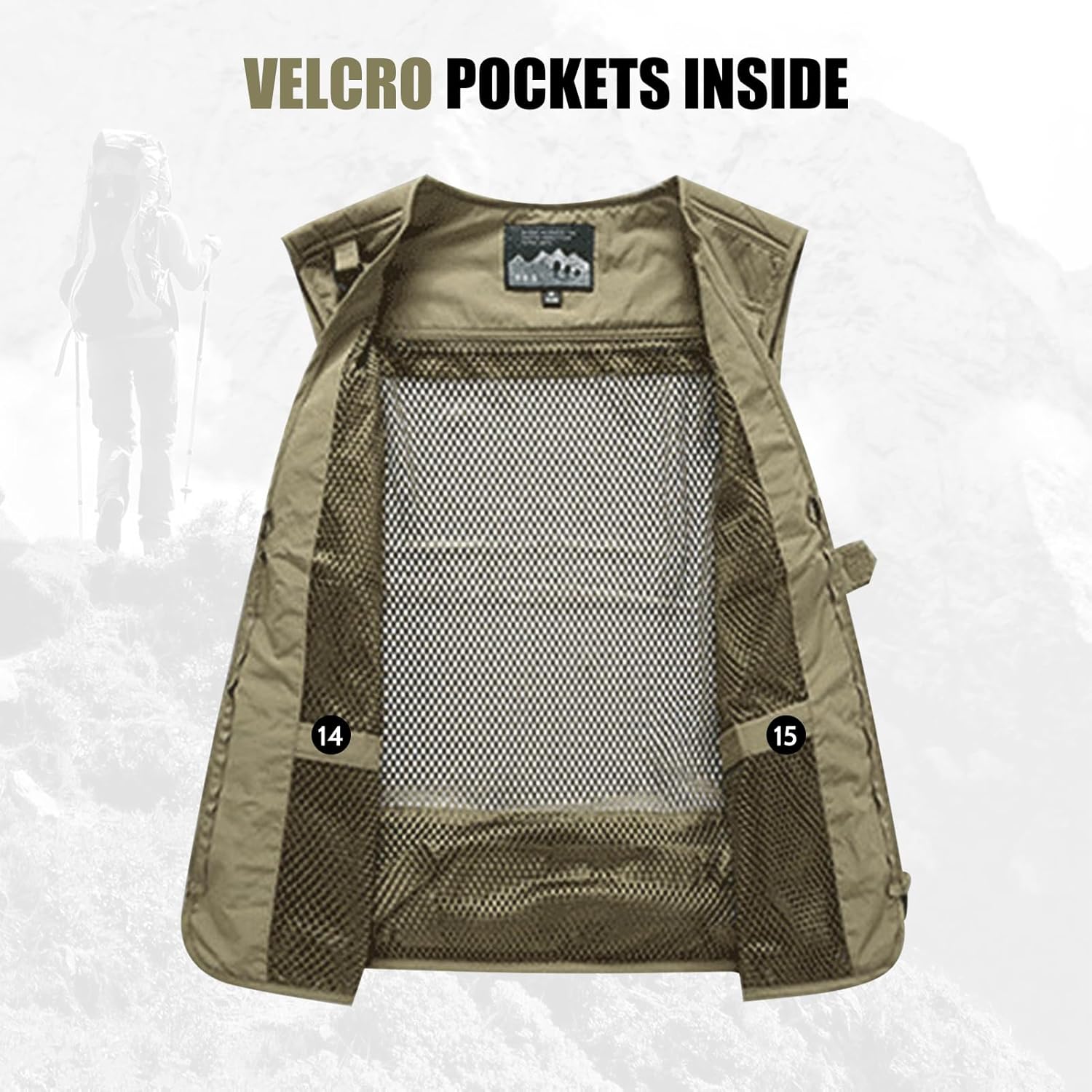 AOTORR Mens Outdoor Work Safari Cargo Photo Travel Fishing Vests for Men with Multi-pockets - Image 5