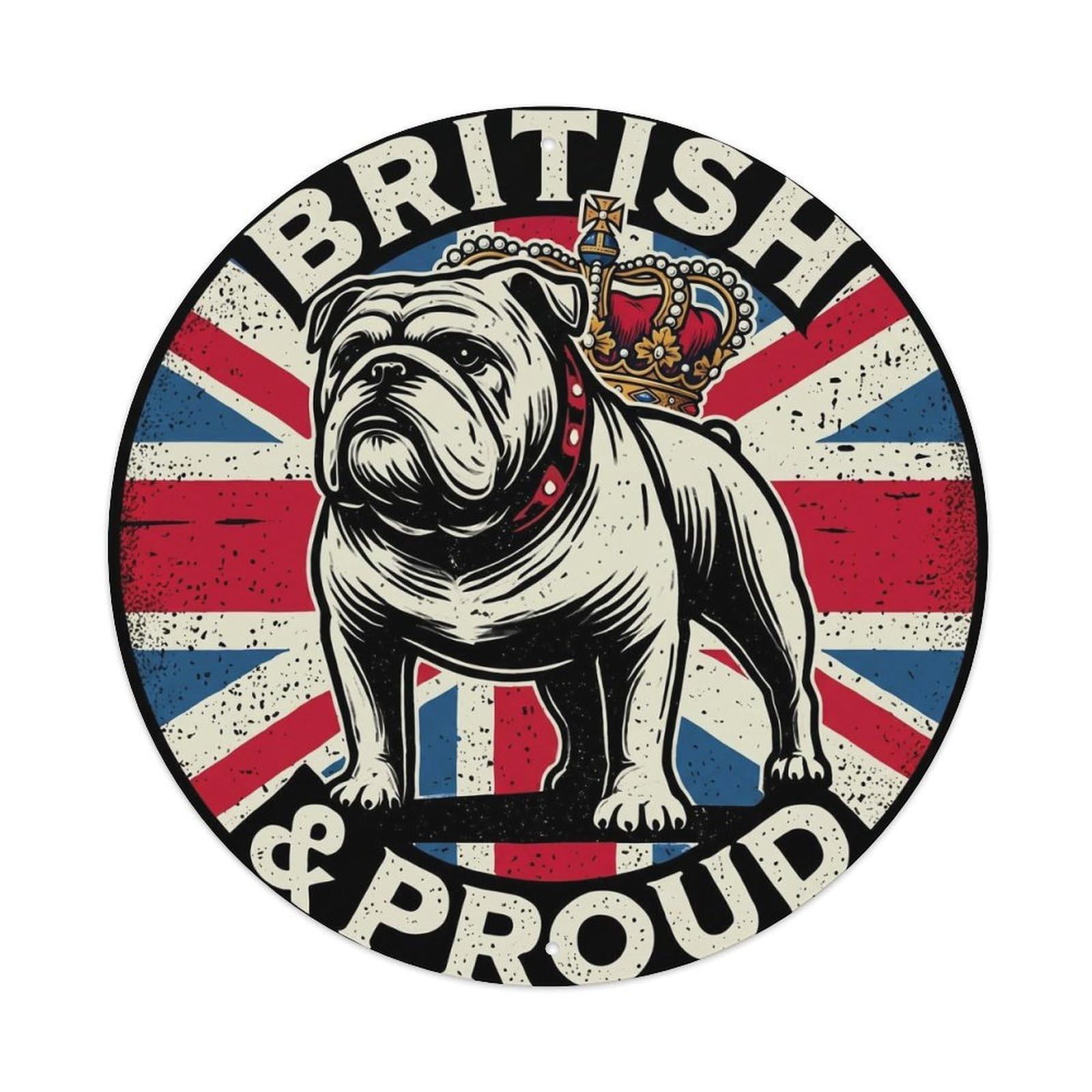 British Proud Bulldog Crown Pet Breed Heritage Emblem Metal Tin Sign