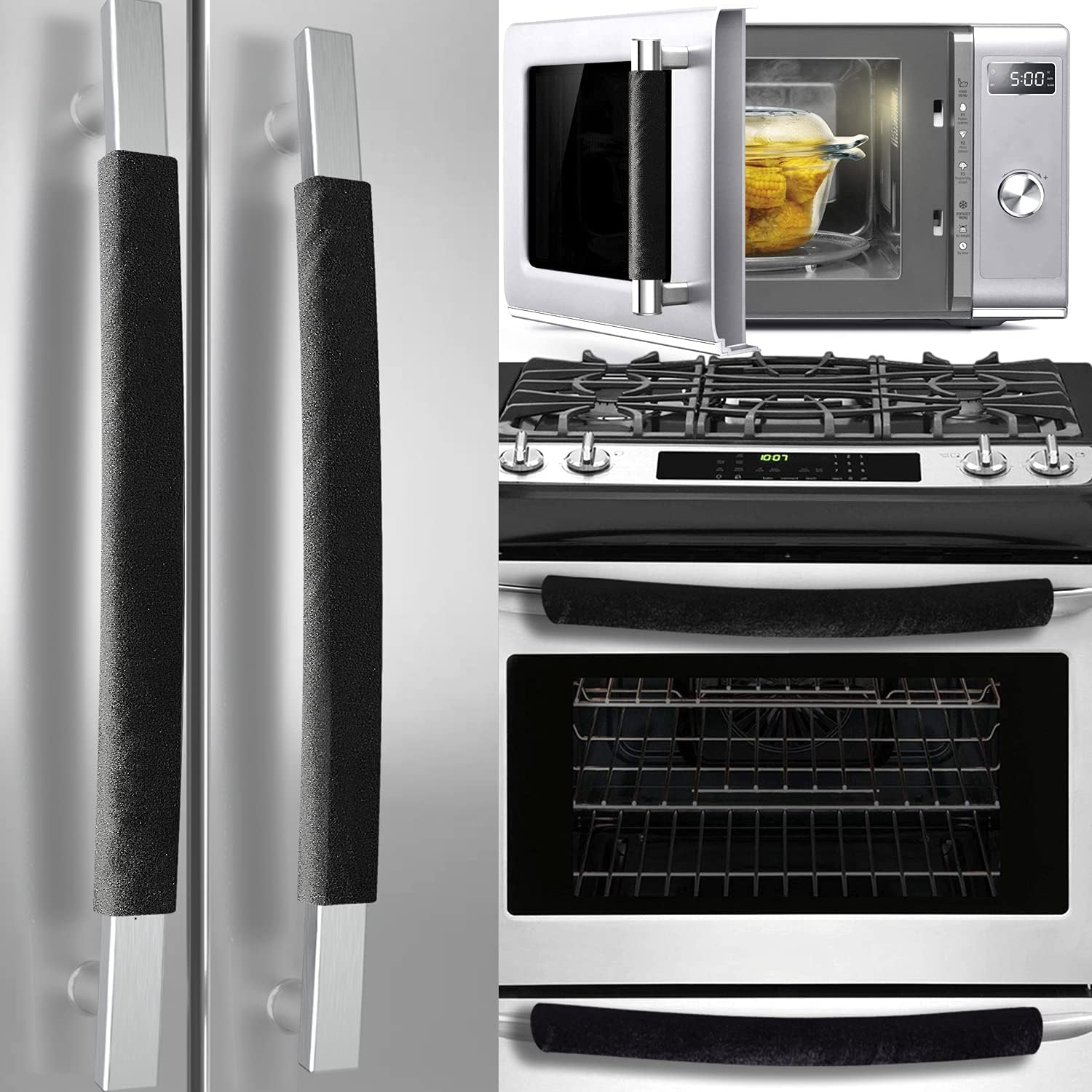 Volecy Refrigerator Door Handle Covers, Set of 5 Washable Cloth Decor Keep Appliance Clean for Fridge Microwave Stove Dishwasher Bathroom Handles Keep Off Liquid Stain Dirty Fingerprints(Grey Velvet) : Appliances