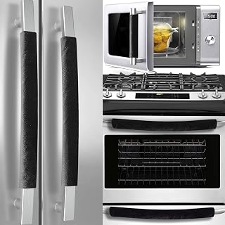 5 PCS Refrigerator Door Handle Covers, Velvet Kitchen Decors Keep Appliance Clean for Fridge Microwave Stove Bathroom Keep Off Stains Dust Fingerprint Prevent Spread (Black)