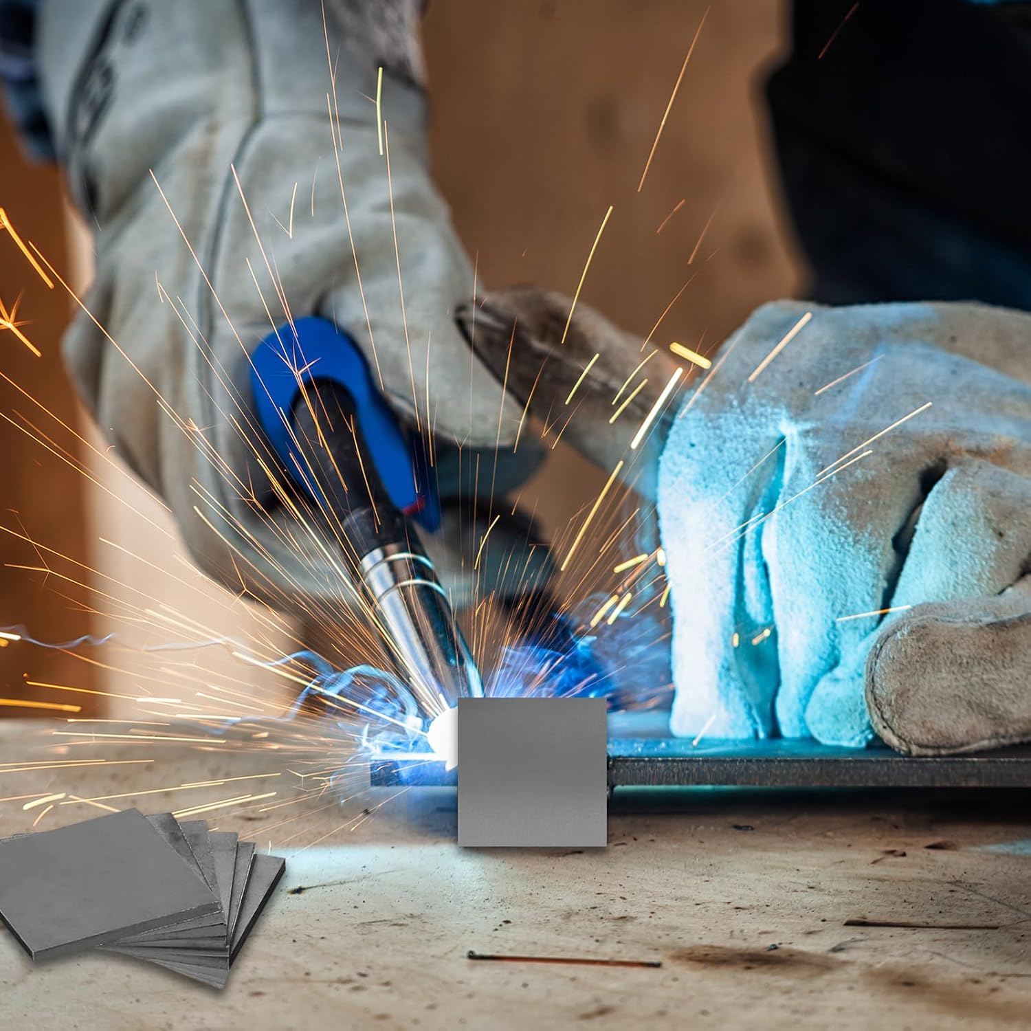 Coopay Welding Practice Kit, 48 PCS Welding Coupons 14 Gauge Premium Mild Steel 3&2 Inches Square Steel Plate Kits Weld Practice and Training for MIG, TIG Stick, Arc, Gas, Wirefeed and Brazing