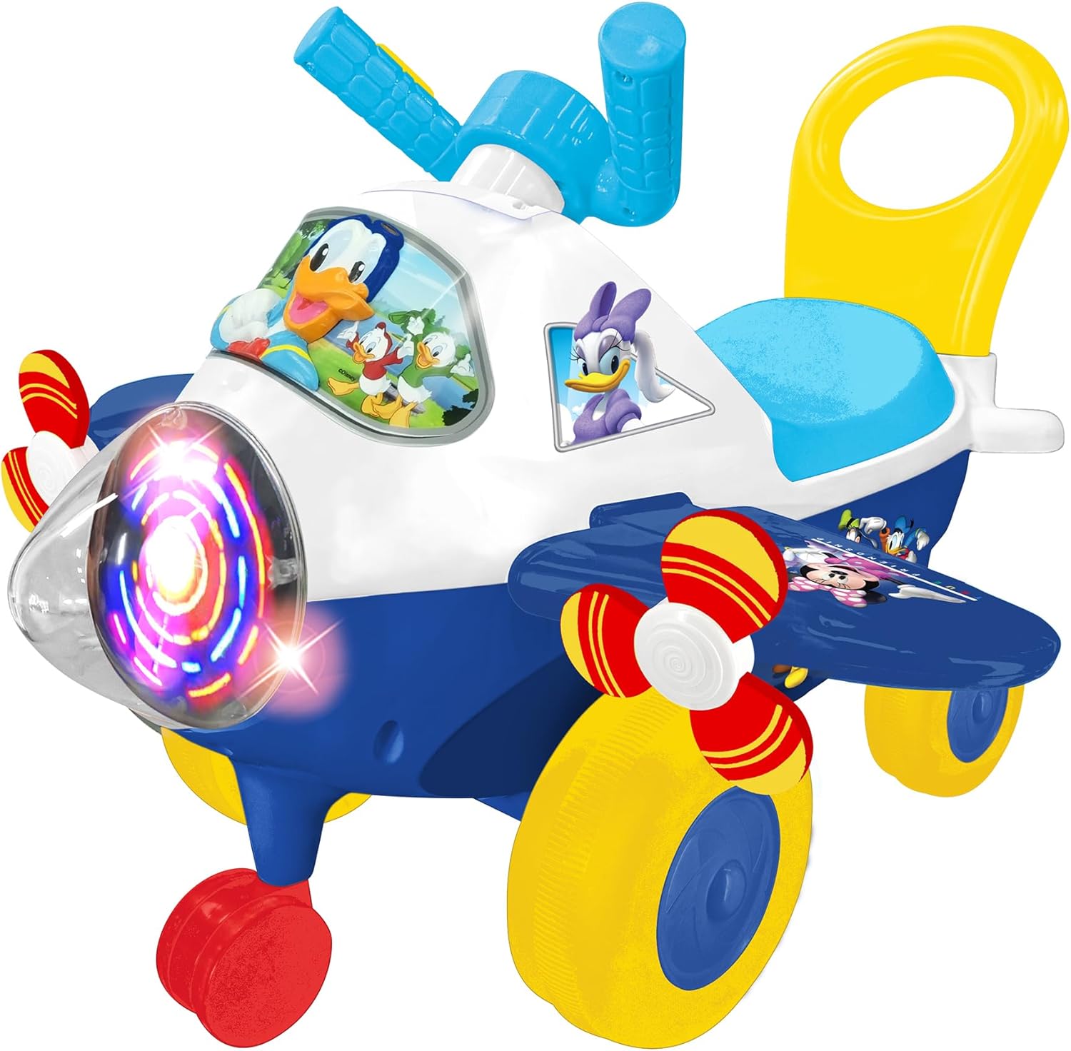Kiddieland: Activity Plane: Donald Duck - Disney Light & Sound Foot-to-Floor Vehicle, Interactive Dashboard, Propellers, Parent Handle, Toddlers 12mo+ Multicolor