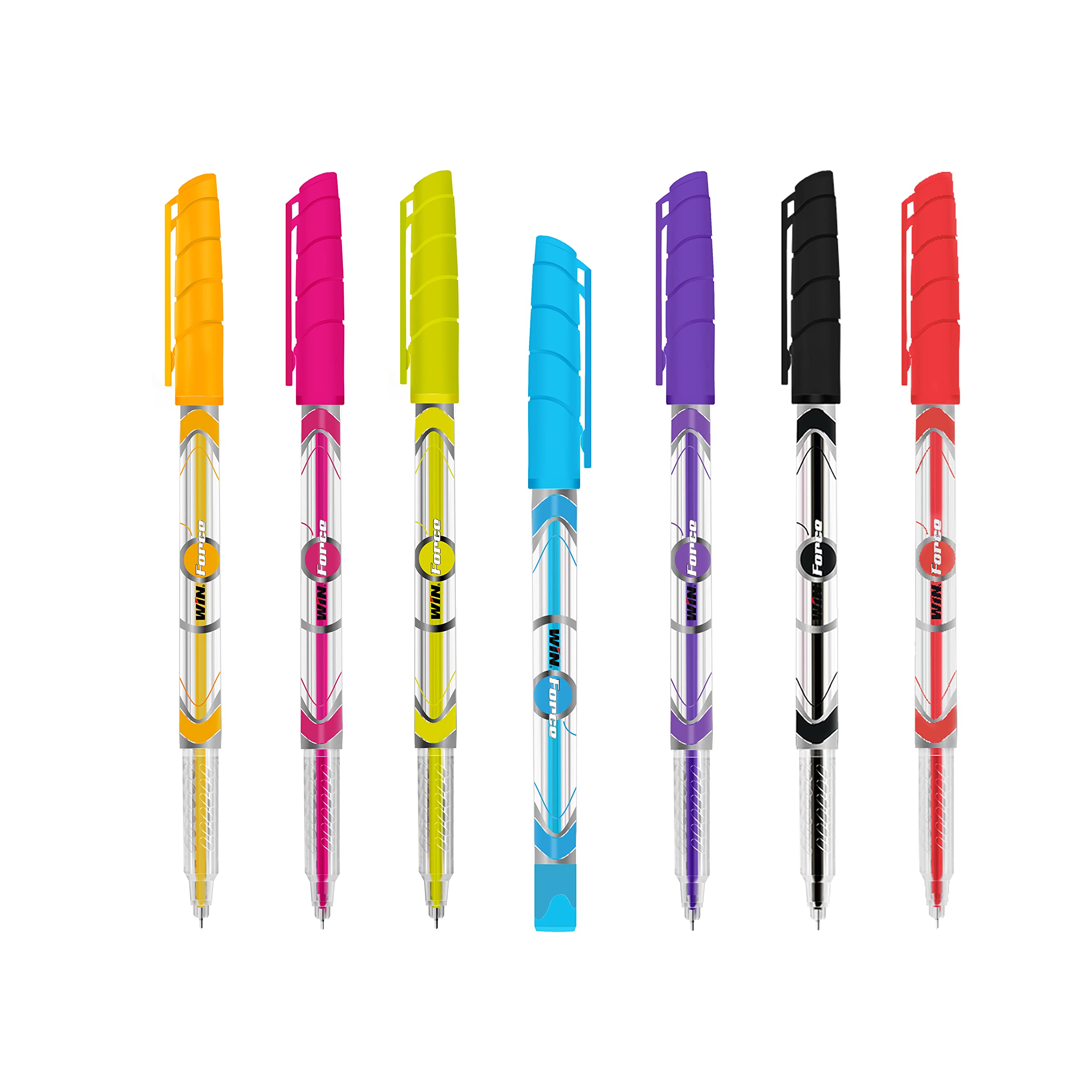 WIN Force Ball | 100 (50 Blue Ink, 40 Black Ink & 10 Red Ink) | Different Pastel Shades | Best Ball Pen For Smooth Writing | Colourful Pen | School,Office & Business Uses