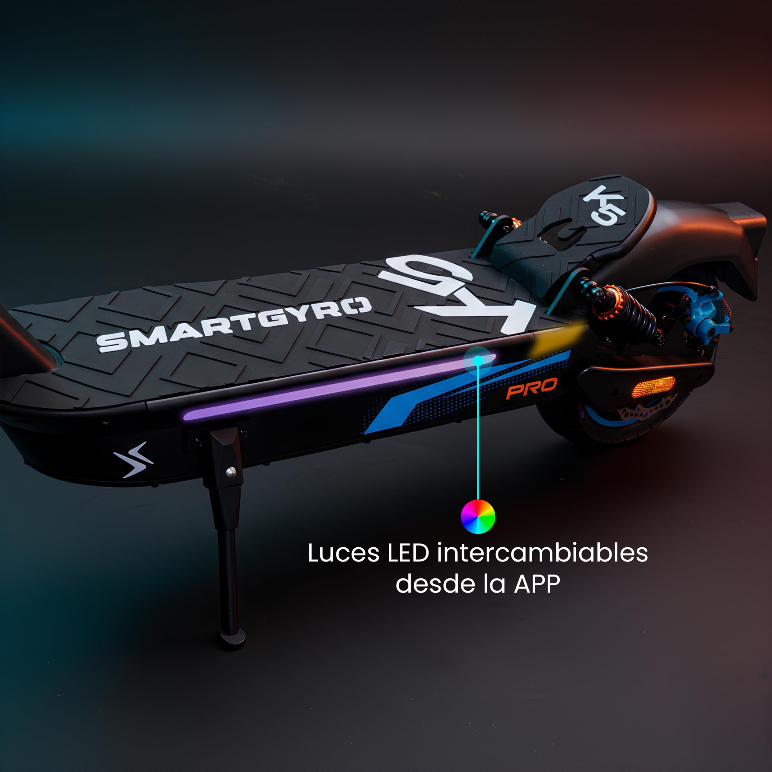 smartGyro K5 PRO - Patinete eléctrico de 48V 1000W, 15.000 mAh, Suspensiones Delanteras y Traseras, Display Multifunción, Ruedas de 10 Neumáticas (Black 1000w 15Ah)