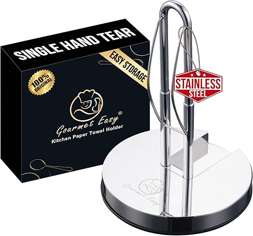 Single Hand Tear Paper Towel Holder, Anti-Slip Kitchen Towels Stand, Adjustable 