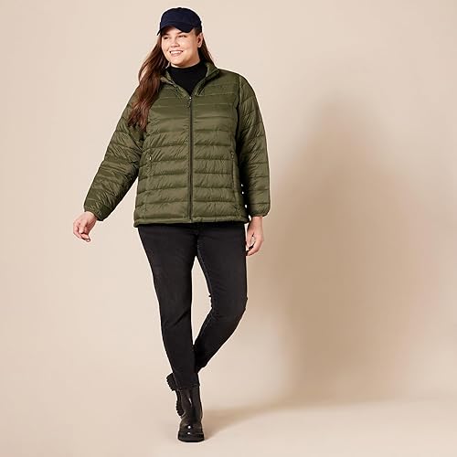 Miniatura 8 de Tienda Essentials - Chaqueta acolchada, ligera, de manga larga, resistente al agua y plegable, para mujer (disponible en tallas extragrandes)