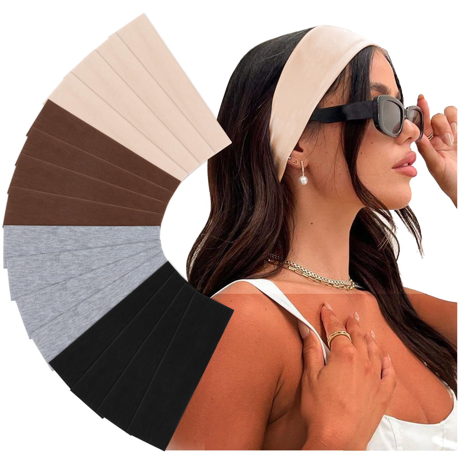 DRESHOW 6cm Wide Headband for Women Men Stretchy Head Band Gym Exercise Yoga Headbands for Women's Hair, Breathable Hair Band for Sweat-Wicking