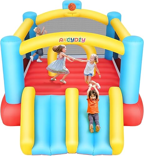 Miniatura 7 de AKEYDIY Castillo inflable para interiores y exteriores con soplador, castillo de salto con doble tobogán, castillo inflable duradero para patio