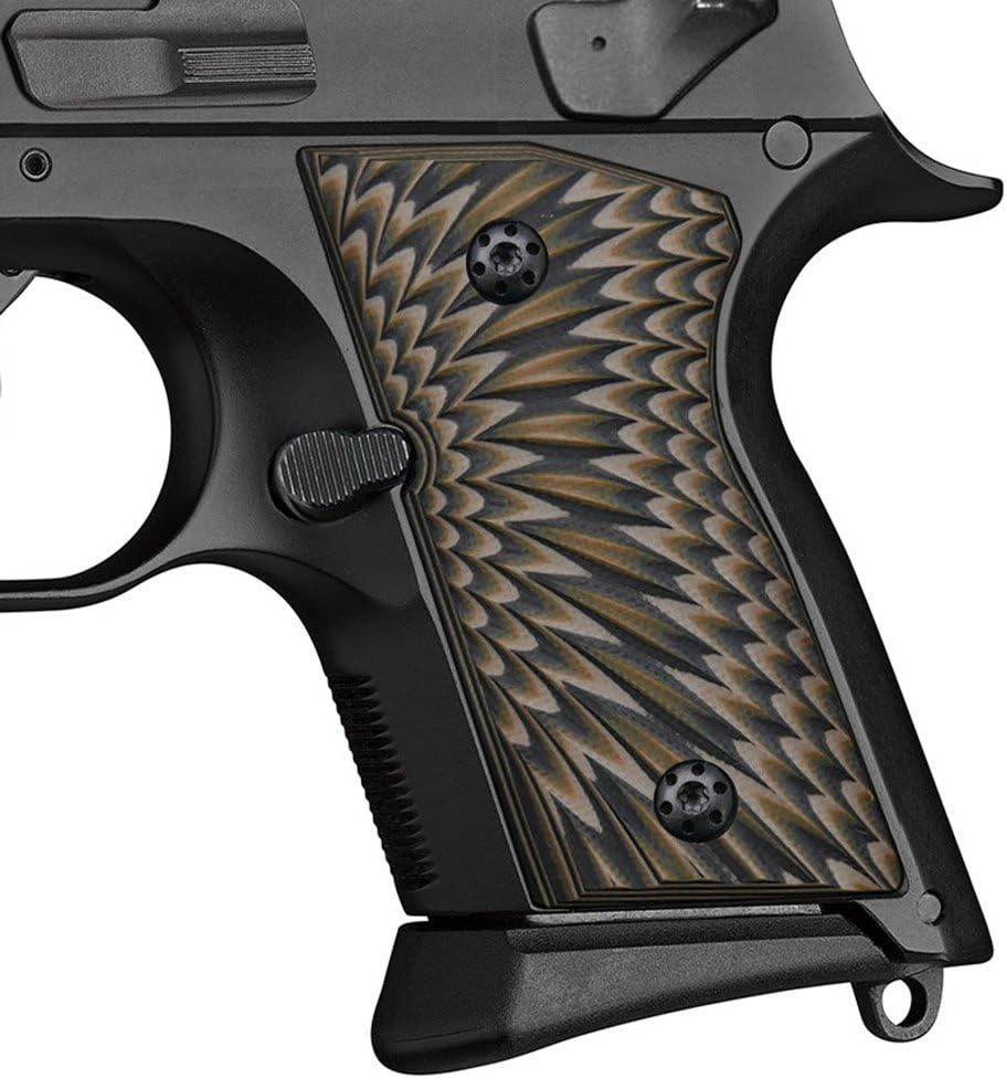 Cool HandG10 Grips for CZ 2075 RAMI, Black Gun Grips Screws Included, Mid Aggressive Sunburst Texture, Work on The Decocker Version, 3/20'' Thin