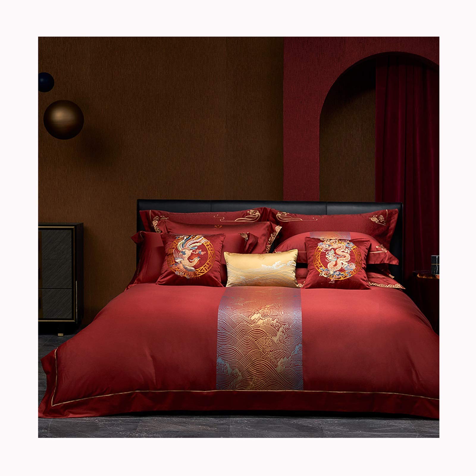 Housse de couette coton froissé style lin jacquard pour lit d'adulte moderne