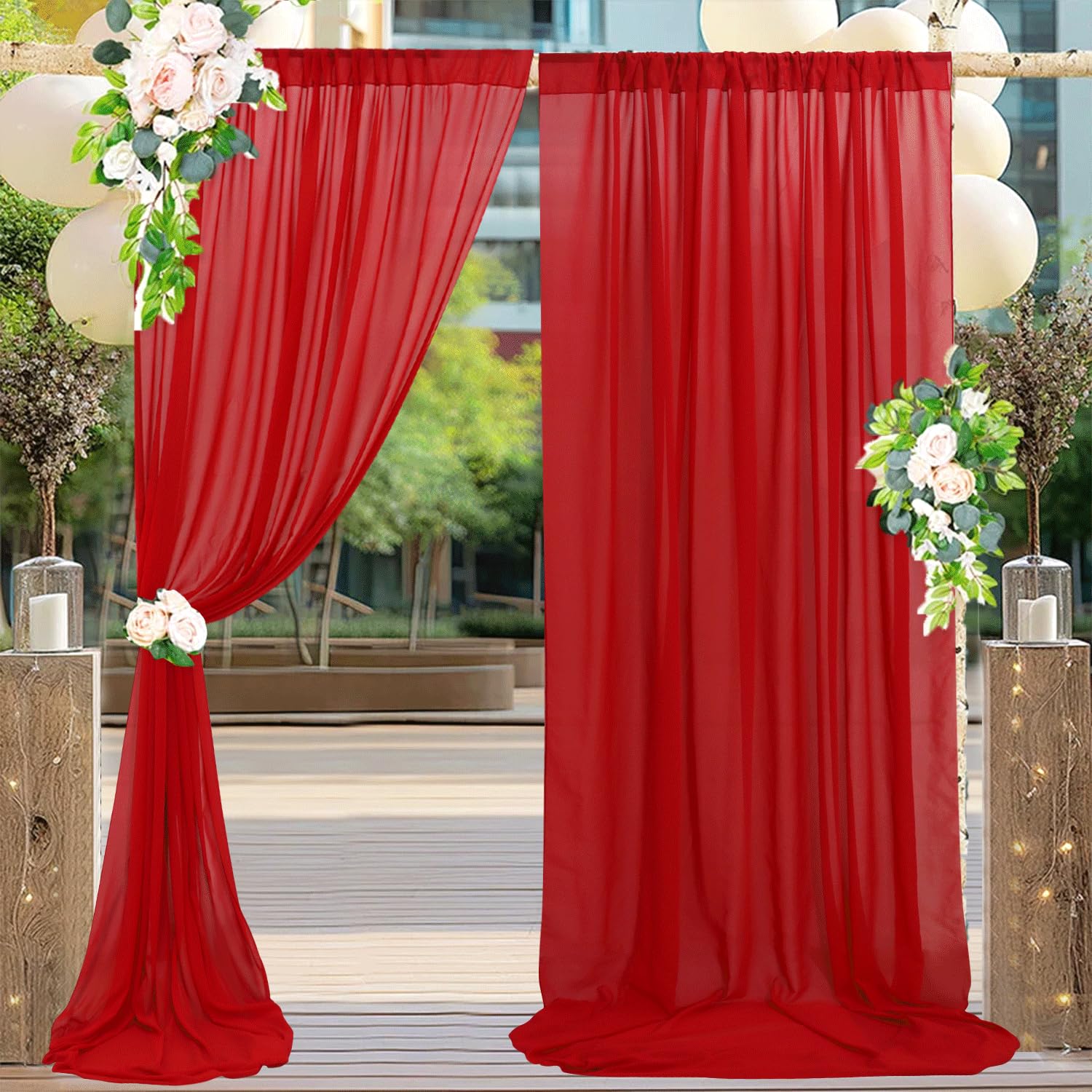 Amazon.co.jp: FOTSHARER レッド背景幕カーテン 10x10フィート