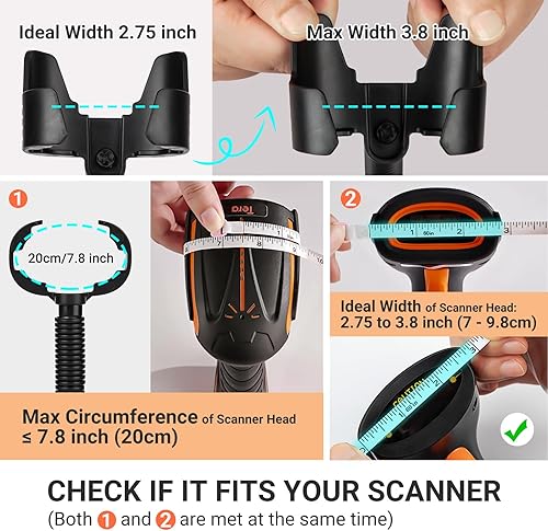 Miniatura 4 de Tera Soporte universal para escáner de código de barras manos libres, lector de código de barras, soporte de cuna, ángulo base y cabeza ajustable en