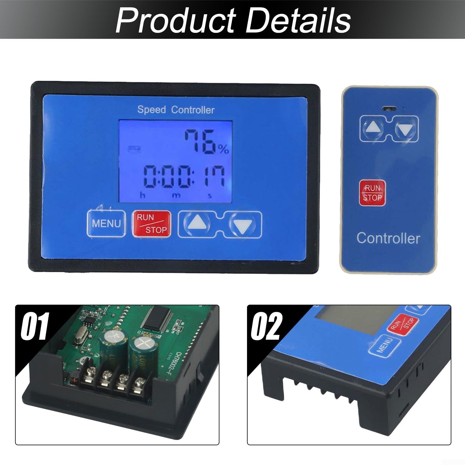DC para controlador de velocidad del motor PWM, 6.5V-55V 30A con control remoto inalámbrico, pantalla LCD, arranque/parada ajustable, para automatización de motores de cepillo