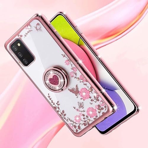 Miniatura 7 de Funda protectora para Samsung Galaxy A03S para mujer, con purpurina, cristal, mariposa, corazón, floral, delgada, TPU de lujo, linda funda